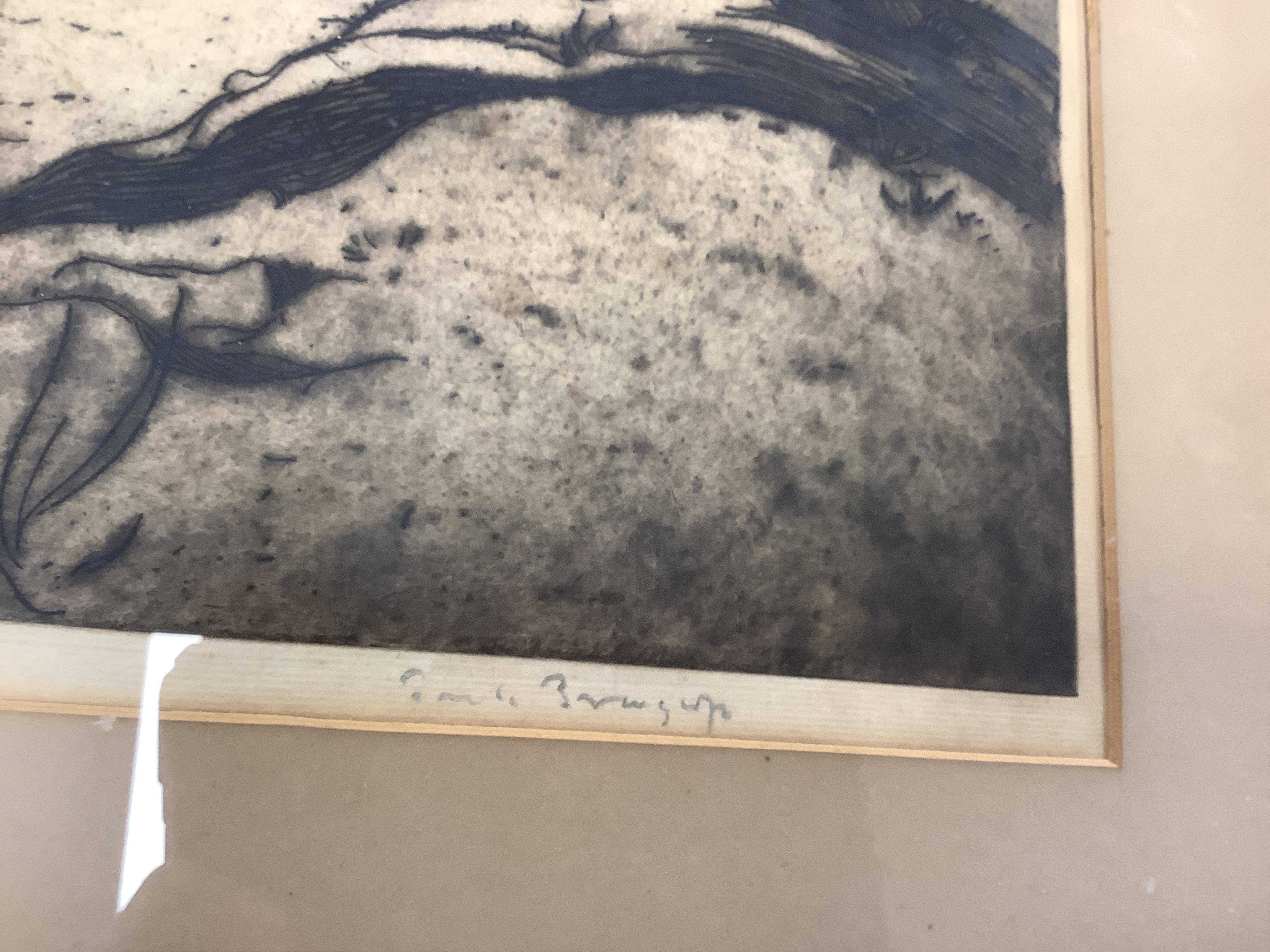 Sir Frank Brangwyn RA, RWS, RBA, (1867-1956), ‘The Maple Tree, Barnard Castle’, signed in pencil, dry point etching, 29 x 38.5cm